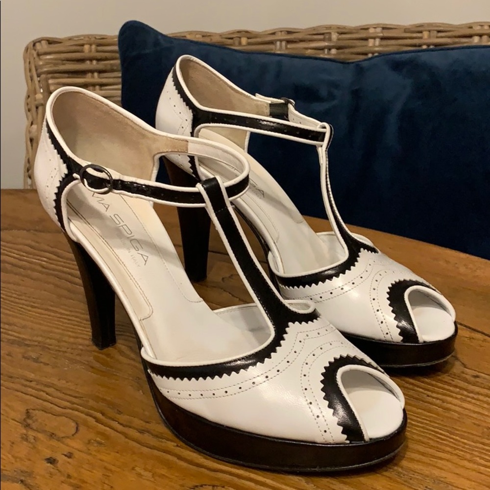 Via Spiga T-Strap Wingtip Heels